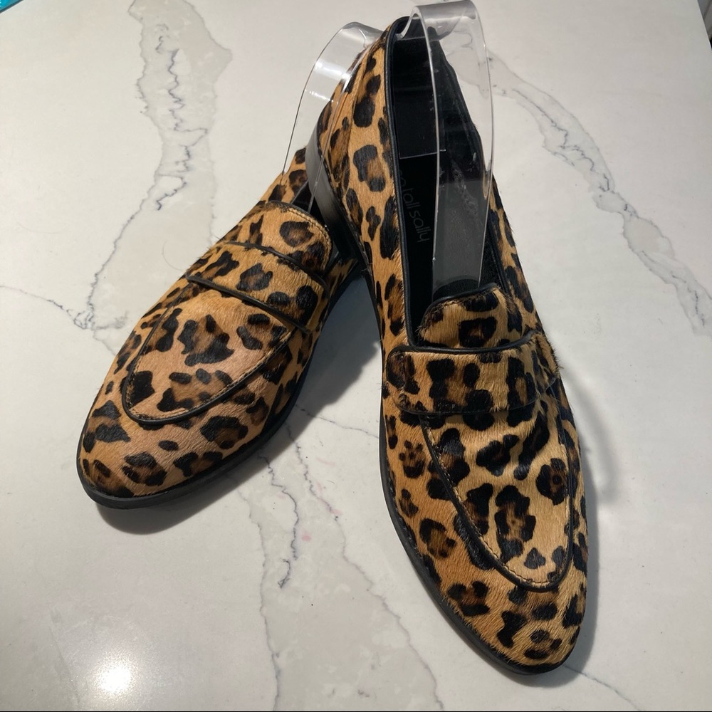 LONG TALL SALLY Sz 11 Leopard Print Pony Hair Made in India Pony Hair Loafer